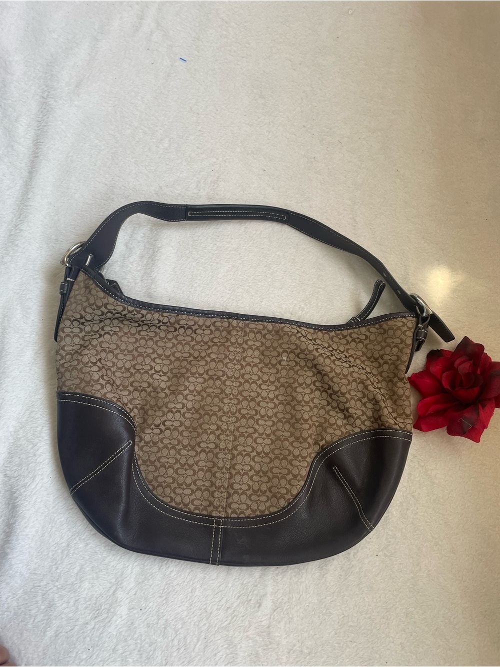 VTG Y2K Coach Soho Hobo Signature Small Jacquard Brown Shoulder Bag
